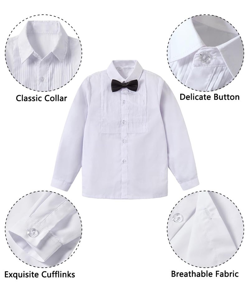 SaiLiiny Toddler Suits for Boys Wedding Suit Dress Shirt Navy Blue Vest and Pants Sets for Boy with Bow Tie Size 7 - Image 5